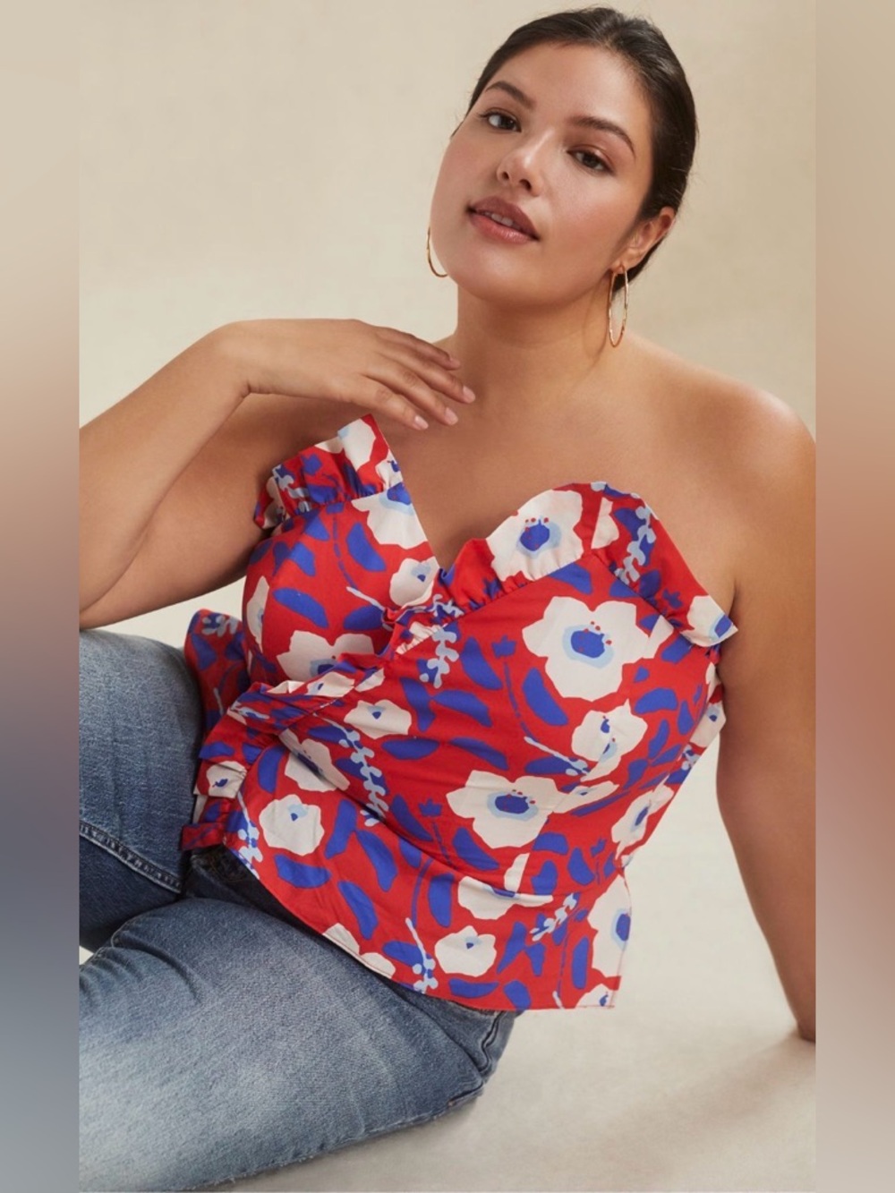 Hutch Red and Blue Floral Blouse